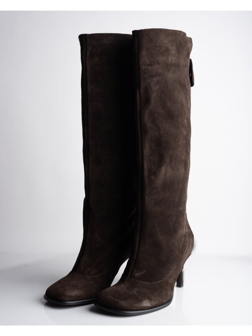 Zara Womens Suede Wide Leg Heeled Boots Brown Sz US 8 EU 39 1034/410 NWD - Picture 2 of 9